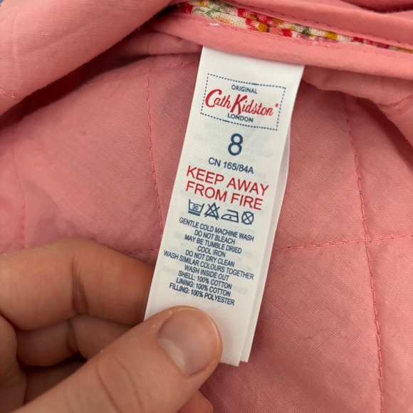 Cath Kidston Size 8 (XS) Pink Floral Bow Jacket - Picture 8 of 9